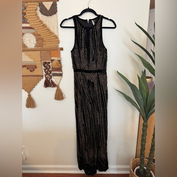 Topshop Pants - Topshop Patterned Jumpsuit with Peekaboo Keyhole, Wide Leg